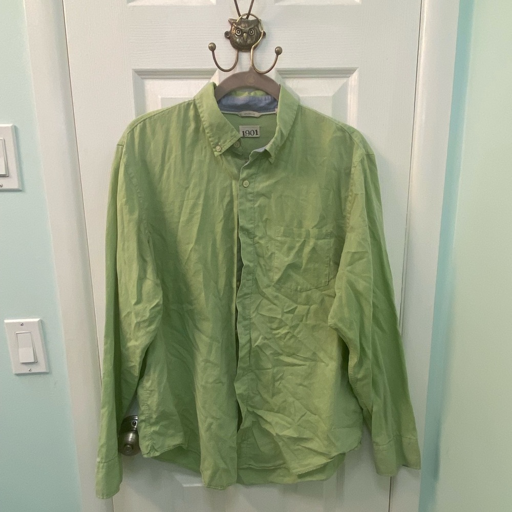 Nordstrom 1901 Men’s 100% Cotton Button-Down, Large, Light Green